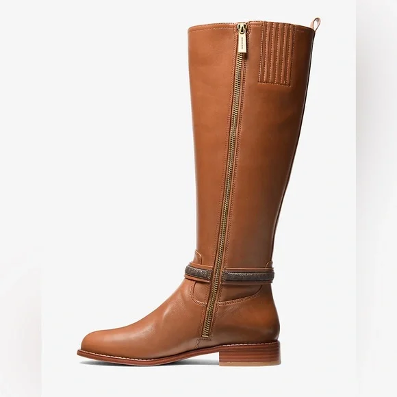 Michael Kors Mindy Leather and Signature Logo Trim Boot over the Knee - Picture 4 of 15